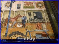 RareVintage Pennsylvania Folk Art Amish Farm Oil Painting Signed T Crovo Art Wow
