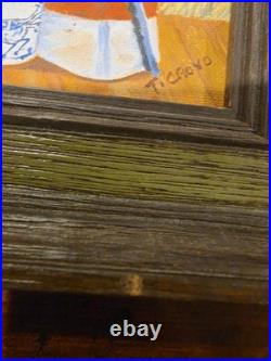 RareVintage Pennsylvania Folk Art Amish Farm Oil Painting Signed T Crovo Art Wow