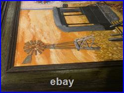 RareVintage Pennsylvania Folk Art Amish Farm Oil Painting Signed T Crovo Art Wow