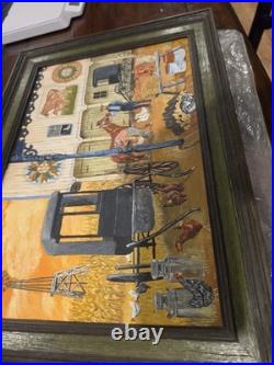 RareVintage Pennsylvania Folk Art Amish Farm Oil Painting Signed T Crovo Art Wow