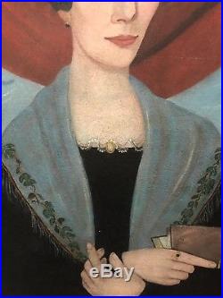 Rare Anerican Antique Folk Art Portrait Paintings From Art Museum In Ohio