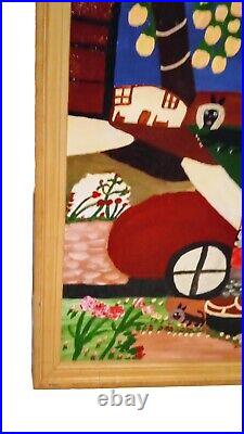 Rare Annie Cochran 2008 Folk Art painting, original framed signed 16x20 Board