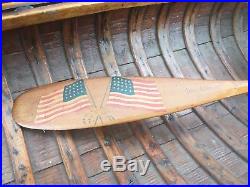 Rare Antique Alpheus Keech Folk Art Mini 21 Canoe Paddle Paint Decorated Flag