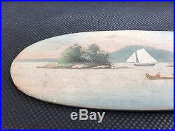 Rare Antique Alpheus Keech Folk Art Mini Canoe Paddle Paint Decorated AAFA