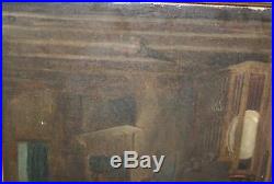 Rare Antique Oil Painting On Canvas Relined Genre Interior Folk Life W Dead Bird