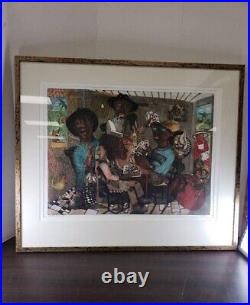 Rare Artist's Proof by Ann Otis Vibrant Watercolor & Ink Mixed Media African Rare Artist's Proof by Ann Otis Vibrant Watercolor & Ink Mixed Media African