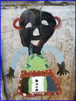 Rare Buddy Snipes African American Folk Art oil painting on tin signed