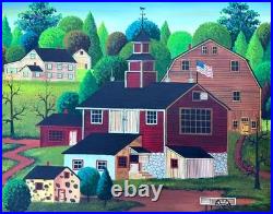 Rare Large Painting American Folk/Naif/Primitive Artist Simon Zoto School House