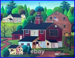 Rare Large Painting American Folk/Naif/Primitive Artist Simon Zoto School House