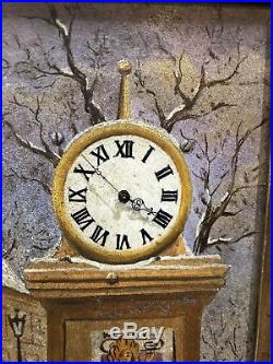 Rare Swiss Erotic Picture Watch Wall Clock Folk Art Novelty Painting Automaton