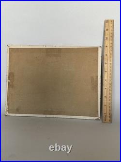 Rare Vintage California Folk Art Naive Winter Snow Scene Oil Painting