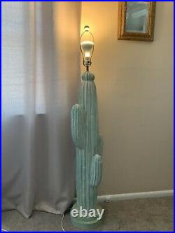 Rare! Vintage Large Painted Plaster Cactus Floor Lamp Western Decor Art Folk