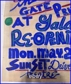 Rare Vtg 1951 Hand Painted Sunset Drive Inn Poster Folk Art Sign Moultrie, Ga