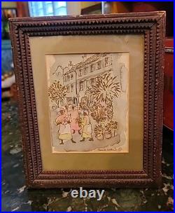 Ravenel Galiard Watercolor 1950s Painting 1890s Tramp Art Frame Charleston S C