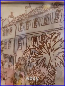 Ravenel Galiard Watercolor 1950s Painting 1890s Tramp Art Frame Charleston S C