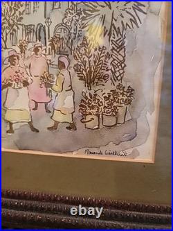 Ravenel Galiard Watercolor 1950s Painting 1890s Tramp Art Frame Charleston S C