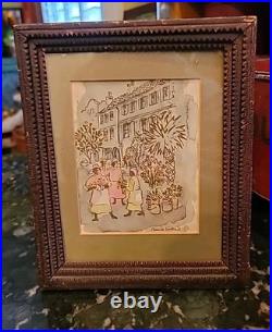 Ravenel Galiard Watercolor 1950s Painting 1890s Tramp Art Frame Charleston S C