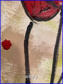 Red Poppies 11 X 14 Neo Impressionist Modern Acrylic Painting Canvas