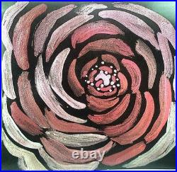 Red Rose Bloom Contemporary Expressionist Original Iradescent Watercolor 8x8