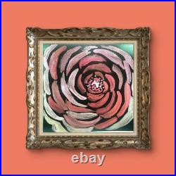 Red Rose Bloom Contemporary Expressionist Original Iradescent Watercolor 8x8