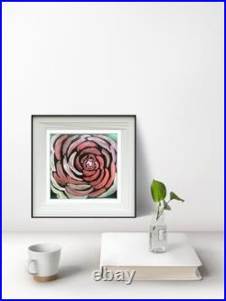 Red Rose Bloom Contemporary Expressionist Original Iradescent Watercolor 8x8