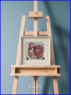 Red Rose Bloom Contemporary Expressionist Original Iradescent Watercolor 8x8