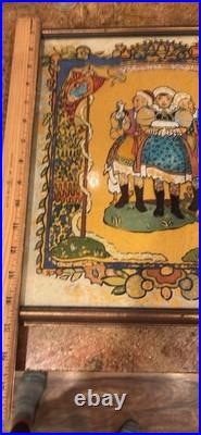 Reverse Glass Folk Art Painting Moravian Festival From 1935