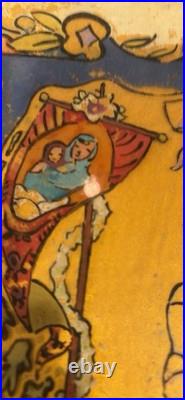 Reverse Glass Folk Art Painting Moravian Festival From 1935
