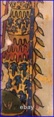 Reverse Glass Folk Art Painting Moravian Festival From 1935