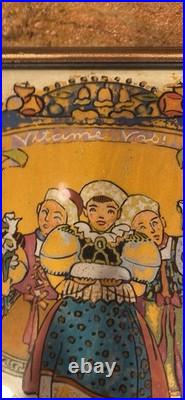 Reverse Glass Folk Art Painting Moravian Festival From 1935