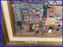 Rita Schroeder original folk art painting titled Thanksgiving with the Family