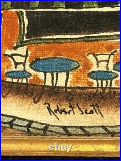 Robert Scott (American), VTG c. 1970's Orig. Folk Art O/C Parisian Street Scene