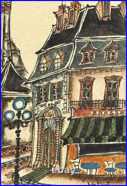 Robert Scott (American), VTG c. 1970's Orig. Folk Art O/C Parisian Street Scene