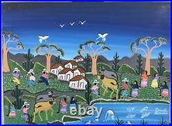 Roberto Benitez Signed Original Folk Art Oil Painting on Board