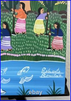 Roberto Benitez Signed Original Folk Art Oil Painting on Board