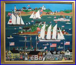 Rosebee Vintage Folk Art Ships Cape Cod Harbor Important New England Folk Artist
