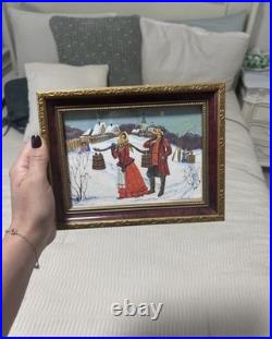 Russian Folk Art Original Painting Signed E. Algazina 2001 Framed