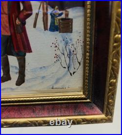 Russian Folk Art Original Painting Signed E. Algazina 2001 Framed