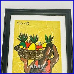 SIGNED Eloy Zuniga Guevara Oil Painting COSTA RICA FOLK Art Original 13 x 9