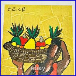 SIGNED Eloy Zuniga Guevara Oil Painting COSTA RICA FOLK Art Original 13 x 9