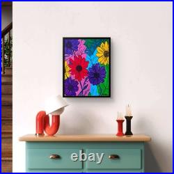 SLOOG Original Art Modern Wall Decor Painting on Canvas 11x14 Illustrated Flower