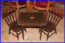 SO CUTE! Antique Primitive Folk Art Painted Childs Table and Chairs Set AAFA
