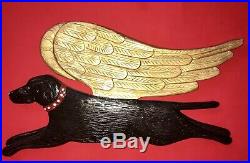 STEPHEN HUNECK Original DOG ANGEL Signed 1994 Folk Art Early Carved Painted Wood