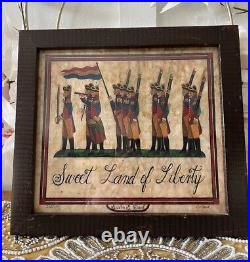 SWEET LAND OF LIBERTY Signed By Susan Daul 285/500 American Folk Art Framed