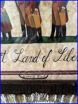 SWEET LAND OF LIBERTY Signed By Susan Daul 285/500 American Folk Art Framed