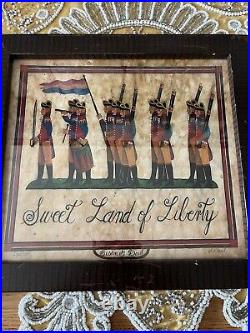 SWEET LAND OF LIBERTY Signed By Susan Daul 285/500 American Folk Art Framed