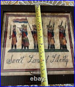 SWEET LAND OF LIBERTY Signed By Susan Daul 285/500 American Folk Art Framed