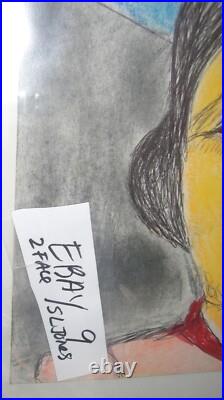 S L JONES Folk Art Outsider artist painting signed Two Faces (cat #9)
