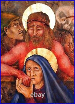 Sacred religious art painting madonna mary jesus christ resurrection crucifixion