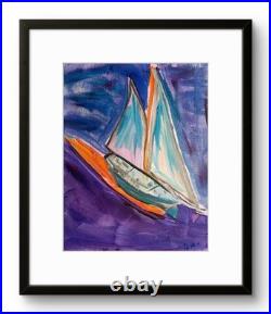 Sail Boat Unique Abstract Expressionism Wall Art Canvas